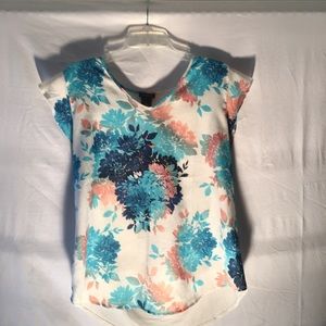 Ann Taylor   Blue Peach and Beige Sleeveless  blouse  LARGE